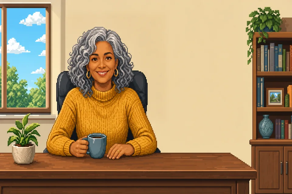 Sofia at her desk.